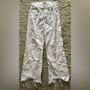 DL1961 Hepburn wide Leg white cropped distressed high waist jeans 24